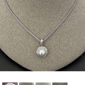 David Yurman Pearl/Diamond pendant Albion necklace